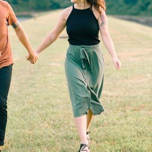 Olive green midi skirt